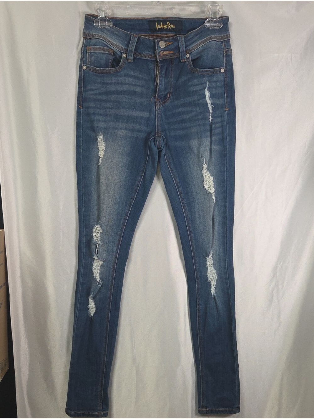 Indigo Rein Women's Skinny Distressed Blue Jeans Size 5 [1791]